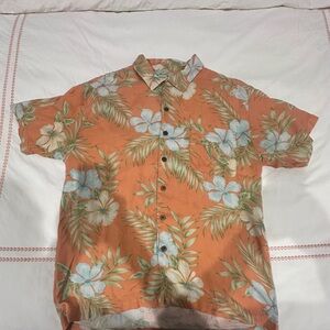 Men's Orange Floral Casual Shirt